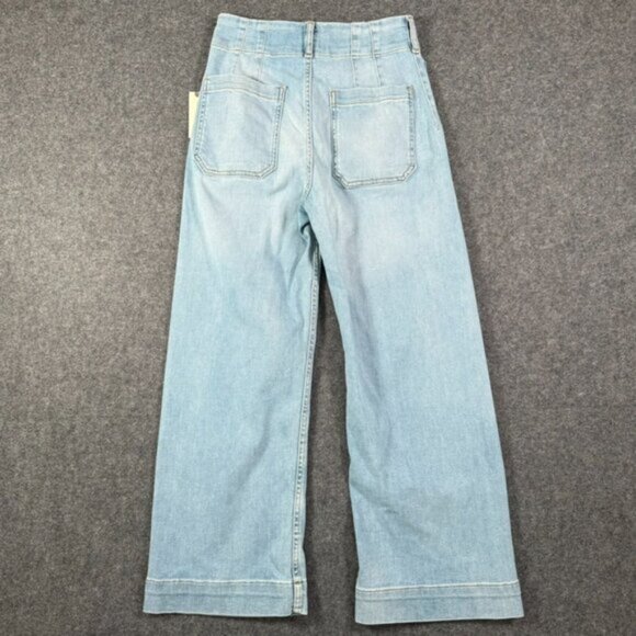 Maeve Anthropologie Colette Wide Leg Crop Jean Light Wash Patch Pocket Sz 28 NWT - Picture 2 of 13